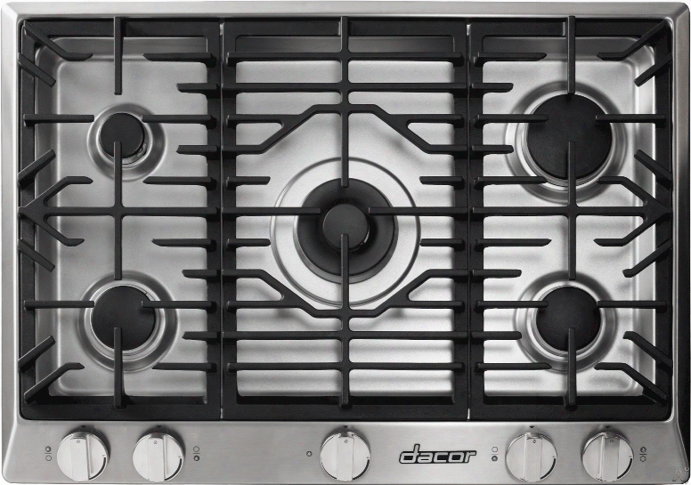 Dacor Renaissance Rnct305gslph 30 Inch Gas Cooktop With 5 Sealed Burners, Simmersear Burner W/ Melting Feature, Continuous Grates, Perma-flame Ignition, Smart Flame Echnology, One Piece Spill Basin, Illumina Indicator Lights And Downdraft Compatible: Sta