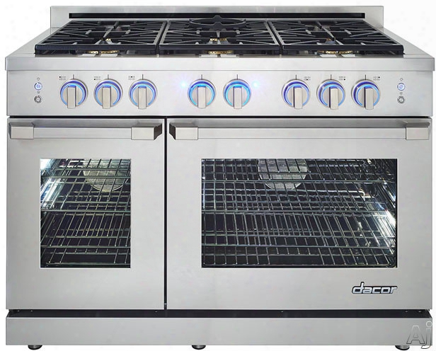 Dacor Renaissance Rnrp48g 48 Inch Freestanding Gas Range With 6 Sealed Burners, 18,000 Btu, 8.0 Cu. Ft. Combined Oven Capacity, Three-part Convection System And Full Extension Glideracks