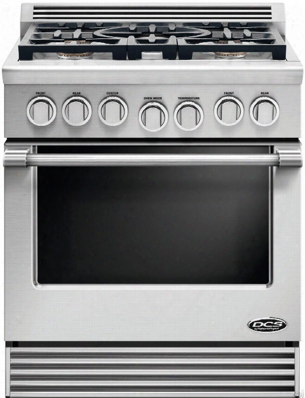 Dcs Professional Series Rgv2305 30 Inch Gas Range With 4.0 Cu. Ft. Convect Ion Oven, 5 Sealed Burners With 97,500 Total Btus, Simmer Setting On All Burners, Continuous Grates And Full Extension Telescopic Racks