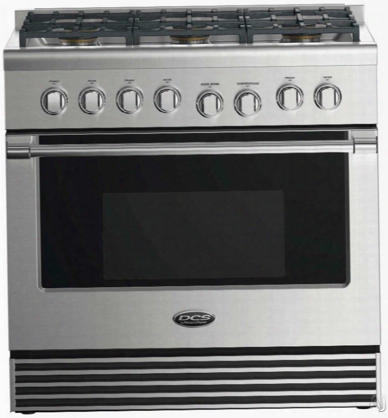 Dcs Rgv2366 36 Inch Gas Range With 6 Sealed Dual Flow Burners, 5.3 Cu. Ft. Convection Oven, Continuous Grates, Simmer Setting On All Burners, Illuminated Metal Knobs And Full Extension Telescopic Racks