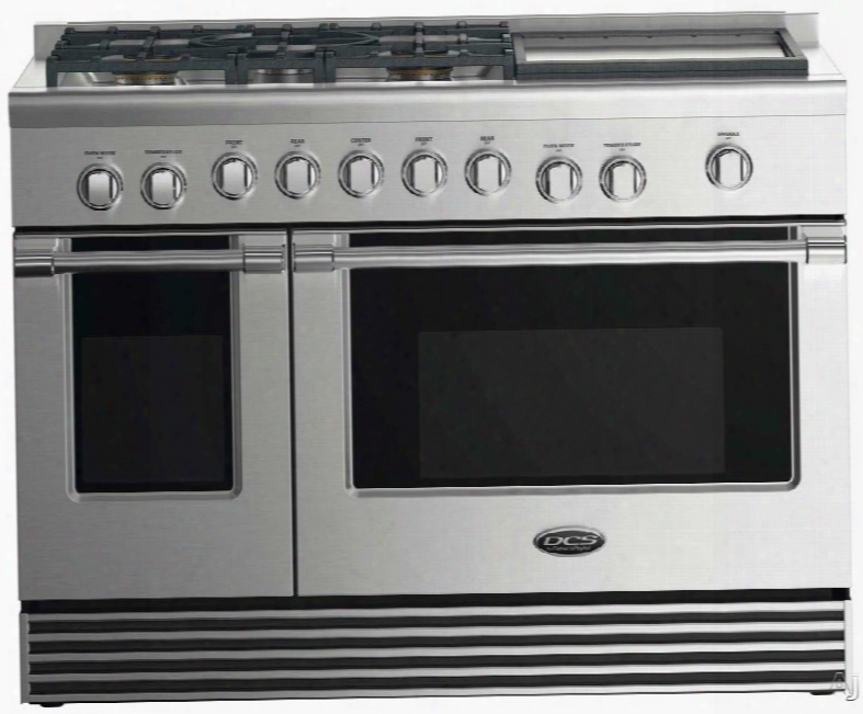 Dcs Rggv2485gd 48 Inch Gas Range With 5.3 Cu. Ft. Convection Oven, 2.4 Cu. Ft. Secondary Oven, 5 Sealed Burners, Simmer Setting On All Burners, Griddle, Proof Mode, Illuminated Co Ntrol Knobs And Self Clean