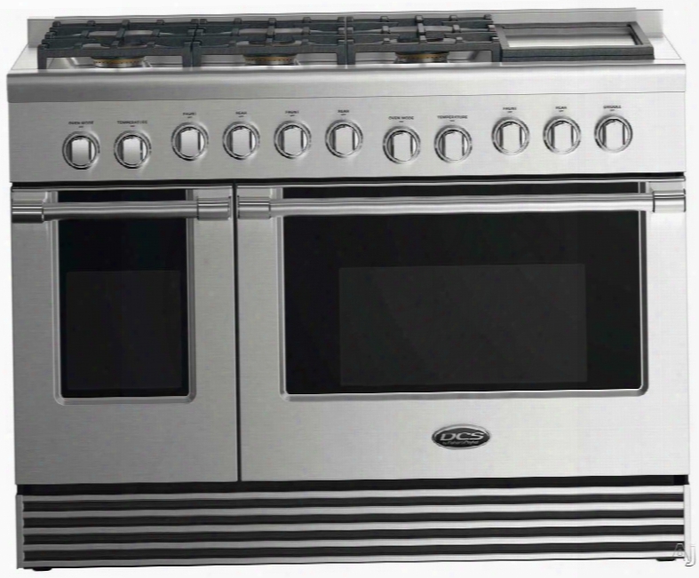 Dcs Rgv2486gd 48 Inch Gas Range With 5.3 Cu. Ft. Convection Oven, 2.4 Cu. Ft. Secondary Oven, 6 Sealed Burners, Simmer Setting On All Burners, Griddle, Proof Mode, Illuminated Control Knobs And Self Clean