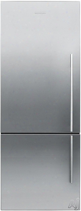 Fisher & Paykel Active Smart Rf135bdlx4 25 Inch Counter Depth Bottom-freezer Refrigerator With Activesmart Technology, Smarttouch Control Panel, Humidity Control System, 13.5 Cu. Ft. Capacity, 4 Adjustable Glass Shelves, Led Lighting And Sabbath Mode: