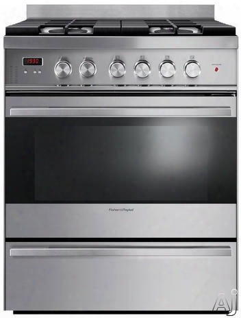 Fisher & Paykel Or30sdbmx1 30 Inch Freestanding Gas Range With Convection Dual Burners, Storage Drawer, 3.6 Cu. Ft. Capacity, 4 Sealed Burners, Broil, Bake And Fan Bake