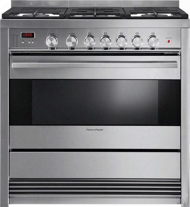 Fisher & Paykel Or36sdbmx1 36 Inch Freestanding Gas Range With 5 Sealed Burners, 3.6 Cu. Ft. Convection Oven Capacity, Manual Clean And Storage Drawer