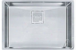 Franke Peak Series Pkx11025 25 Inch Undermount Single Bowl Sink With Integral Franke Ledge, 5 Mm Radius, 10 Inch Deep Bowl, Square Drain Cover And Shelf/bottom Grid