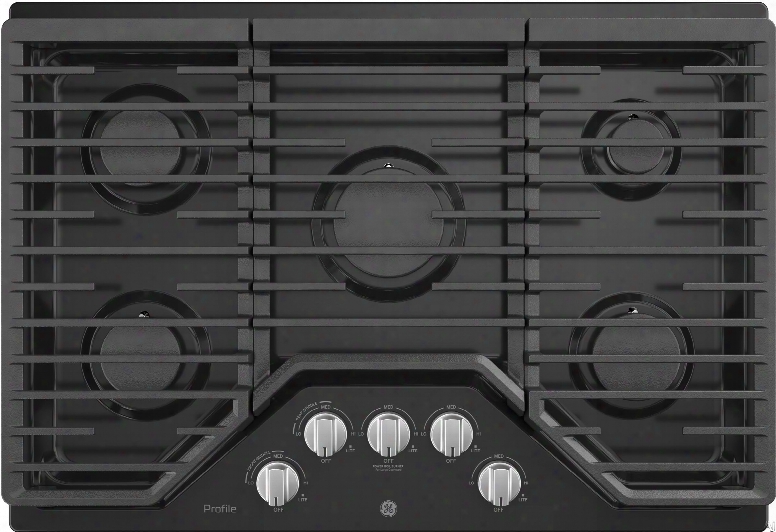 Ge Profile Pgp7036dlbb 36 Built-in Gas Cooktop With Max Burner System, Led Blacklit Knobs, Simmer Burner, Continuous Grates, Dishwasher Safe Grates, 5 Sealed Burners And Ada Compliant: Black