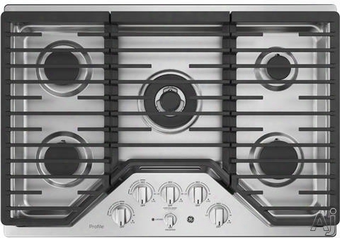 Ge Profile Pgp9030slss 30 Inch Aeriform Fluid Cooktop With Control Lock Capability, Tri-ring Burner, Continuous Grates, Led Backlit Knobs And Precise Simmer Burner