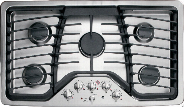 Ge Profile Pgp976setss 36 Inch Gas Cooktop With 5 Sealed Burners, 17,000 Btu Powerboil, Precise Simmer Burner, Heavy Cast Grates, Child Lock, Led Backlit Knobs, Ge Fits! Guarantee And Ada Compliant: Stainless Steel