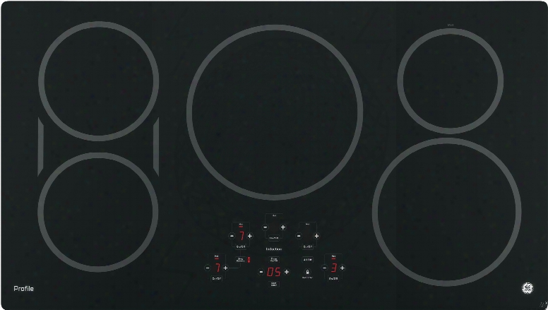 Ge Profile Php9036djbb 36 Inch Induction Cooktop With 5 Induction Elements, 3,700-watt Element, Pan Size Sensors, Syncburners, Red Led Display,kitchen Timer, Ada Compliant And Ge Fits! Guarantee: Black