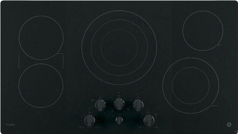 Ge Profile Pp7036djbb 36 Inch Smoothtop Electric Cooktop With 5 Radiant Elements, Sync Burner, Versatile Burners, Keep Warm Setting, Control Lock Capability, Red Led Backlit Knobs, Ada Compliant And Ge Fits! Guarantee: Black