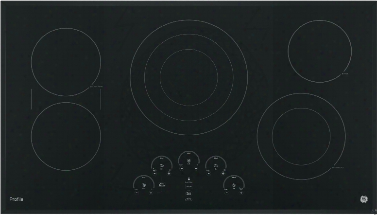 Ge Profile Pp9036djbb 36 Inch Electric Cooktop With 5 Radiant Elements, Bridge Element Syncburners, 6"/9"/12 Inch Tri-ring Element, 5"/8 Inch Power Boil Element, Red Led Touch Controls, Ada Compliant And Ge Fits! Guarantee: Black