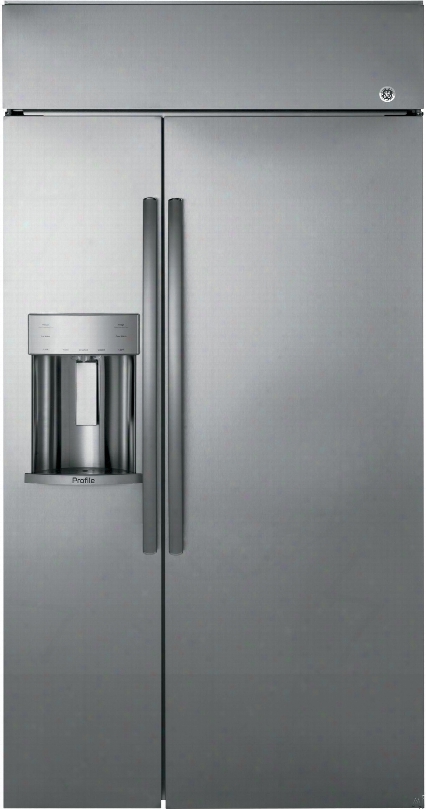 Ge Profile Psb48yskss 48 Inch Built-in Side-by-side Refrigerator With 24.3 Cu. Ft. Capacity, Wifi Enabled, Adjustable Glass Shelves, Gallon Door Storage, Climate Control Drawer, Humidity Controlled Crispers And Ice And Water Dispenser With Advanced Filtra