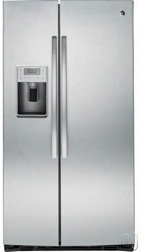 Ge Profile Pse25kshss 36 Inch Side-by-side Refrigerator With 25.4 Cu. Ft. Capacity, 3 Glass Shelves, Gallon Door Storage, Fresh Food Multi-level Drawers, Interior Led Lighting, Advanced Water Filtration, Ada Compliant, Energy Star And Ice And Water Dispen