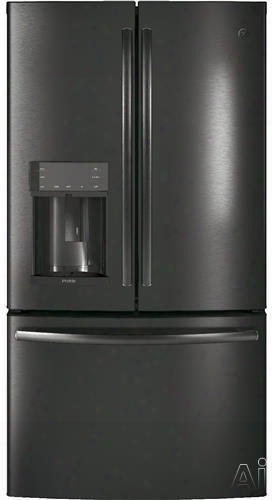 Ge Profile Pye22kblts 36 Inch Counter Depth French Door Refrigerator With Twinchill␞ Evaporators, Turbo Cool, Autofill Dispenser, Showcase Led, Quick Space Shelf, Temperature-controlled Drawer, 22.2 Cu. Ft. Capacity, Ada Compliant, Energy Star R