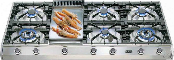 Ilve Uhp1265fd 48 Inch Pro-style Gas Rangetop With 6 Sealed Burners, 15,500 Btu Triple Ring Burners, Removable Griddle, Flame Failure Safety And Automatic Electronic Ignition