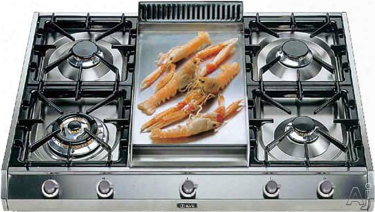 Ilve Uhp965fd 36 Inch Pro-style Gas Rangetop With 4 Sealed Burners, 15,500 Btu Dual Triple Ring Burner, Removable Griddle, Flame Failure Safety And Automatic Electronic I Gnition