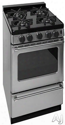 Premier Pro Series P20b3102ps 20 Inch Gas Range With 4 Sealed Burners, Continuous Cast Iron Grates, Black Porcelain Vent Rail, Battery Ignition, Stainless Steel Commercial Handles, 2 Oven Racks And Broiler Drawer