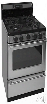 Premier Pro Series P20s3502ps 20 Inch Gas Range With 4 Sealed Burners, Continuous Cast Iron Grates, Backguard With Electronic Clock, Electric Ignition, Stainless Steel Commercial Handles, 2 Oven Racks And Broiler Drawer