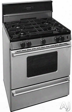 Premier Pro Series P30s3402ps 30 Inch Gas Range With 4 Sealed Burners, Continuous Cast Iron Grates, Electronic Ignition, Glass Backguard With Electronic Clock-timer, Stainless Steel Commercial Handles, 2 Oven Racks, Broiler Drawer And Ada Compliant