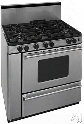 Premier Pro Series P36b3282ps 36 Inch Gas Range With 6 Sealed Burners, Continuous Cast Iron Grates, Griddle, Battery Ignition, Stainless Steel Backguard, Stainless Stel Commercial Handles, 2 Oven Racks, Broiler Drawer And Storage Compartment