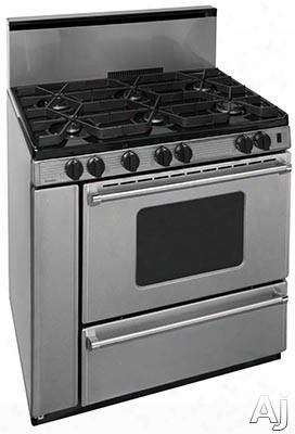 Premier Pro Seriesp 36s3282ps 36 Inch Gas Range With 6 Sealed Burners, Continuous Cast Iron Grates, Griddle, Electronic Ignition, Stainless Steel Backguard, Stainless Steel Commercial Handles, 2 Oven Racks, Broiler Drawer And Storage Compartment