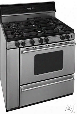 Premier Pro Series P36s3482ps 36 Inch Gas Range With 6 Sealed Burners, Continuous Cast Iron Grates, Griddle, Electronic Ignition, Black Clock-timer Tempered Glass Backguard, Stainless Steel Commercial Handles, 2 Oven Racks, Broiler Drawer And Storage Comp