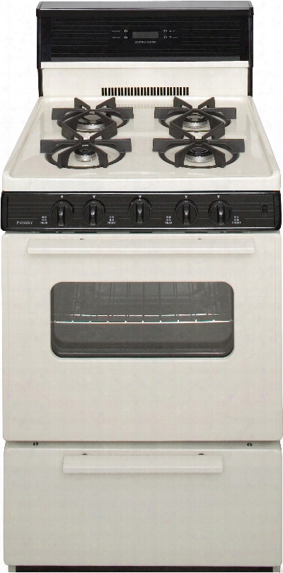 Premier Sjk240t 24 Inch Freestanding Gas Range With 4 Sealed Burners, Electronic Ignition, 17,000 Btu Oven Burner, Electronic Clock/timer, Interior Oven Light, 10 Inch Glass Tempered Backguard And Ada Compliant: Bisque