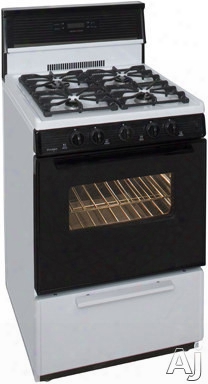 Premier Sjk340p 24 Inch Freestanding Gas Range Through  4 Sealed Burners, 3 Cu. Ft. Manual Clean Oven, Electronic Ignition, Black Glass Oven Door And 10 Inch Tempered Glass Backguard