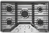 GE Profile PGP7036 36 Built-In Gas Cooktop with Max Burner System, LED Blacklit Knobs, Simmer Burner, Continuous Grates, Dishwasher Safe Grates, 5 Sealed Burners and ADA Compliant