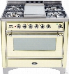 Ilve Majestic Collection UM906DMPAX 36 Inch Dual-Fuel Range with 6 Sealed Burners, 15500 BTU Triple-Ring Burner, 3.55 cu. ft. Convection Oven, Rotisserie and Chrome Trim: Antique White