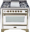 Ilve Majestic Collection UM906DMPBY 36 Inch Freestanding Dual-Fuel Range with 6 Sealed Burners, 3.55 cu. ft. Capacity, 15,500 BTU Triple-Ring Burner, Convection Oven and Rotisserie, Exact Model Not Pictured: True White, Oil Rubbed Bronze