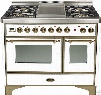 Ilve Majestic Collection UMD100SDMPBY 40 Inch Freestanding Dual-Fuel Range with 4 Sealed Burners, 3.8 cu. ft. Capacity, French Cooktop, Dual Convection Ovens, 15,500 BTU Triple-Ring Burner and Rotisserie: True White, Oil Rubbed Bronze