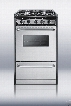 Summit Professional Series TLM11027BFRWY 20 Inch Slide-in Gas Range with 4 Sealed Burners, 2.5 cu. ft. Capacity, Black Porcelain Surface and Broiler Drawer: Liquid Propane