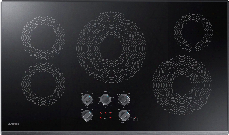 Samsung Nz36k6430r 36 Inch Electric Cooktop With 5 Radiant Heating Elements, Rapid Boil, Simmer/melt Burners, Dishwasher Safe Blue Led-illuminated Knobs, Wi-fi Connectivity And Hot Surface Indicator Light