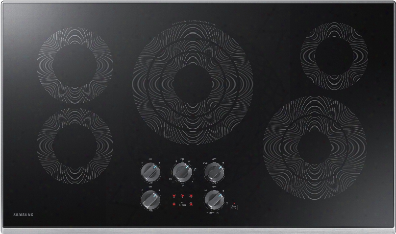 Samsung Nz36k6430rs 36 Inch Electfic Cooktop With 5 Radiant Heating Elements, Rapid Boil, Simmer/melt Burners, Dishwasher Safe Blue Led-illuminated Knobs, Wi-fi Connectivity And Hot Surface Indicator Light: Stainless Steel Trim