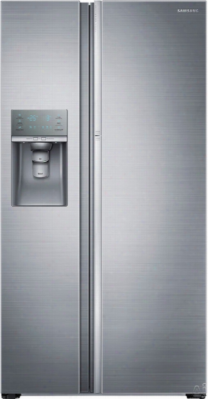 Samsung Rh22h9010 36 Inch Counter Depth Side-by-side Refrigerator With Food Showcase Door, Ice And Water Dispenser, Power Cool, Power Freeze, In-door Ice Maker, Adjustable Spillproof Shelves, High-efficiency Led Lighting, Energy Star And 21.5 Cu. Ft. Capa