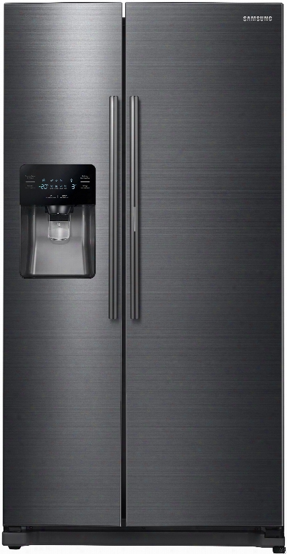 Samsung Rh25h5611sg 36 Inch Side By Side Refrigerator With 24.7 Cu. Ft. Capaci Ty, 4 Spillproof Glass Shelves, Food Showcase, Twin Cooling System, Led Lighting, External Water And Ice Dispenser, Ice Maker And Energy Star Rated: Black Stainless Steel