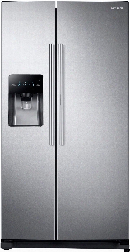 Samsung Rh25h5611sr 36 Inch Side By Side Refrigerator With 24.7 Cu. Ft. Capacity, 4 Spillproof Glass Shelves, Gallon Door Storage, Food Showcase, Twin Cooling System, Led Tower Lighting, External Water And Ice Dispenser, Ice Maker And Energy Star: Stainle