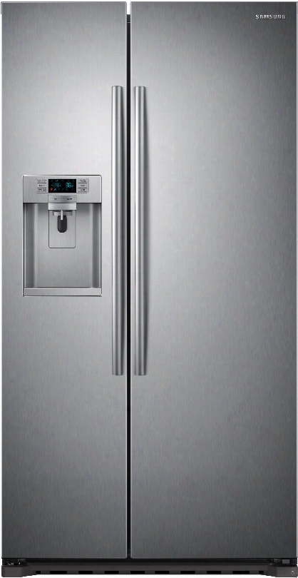 Samsung Rs22hdhpnsr 36 Inch Counter Depth Side By Side Refrigerator With 22.3 Cu. Ft. Capacity, 3 Adjustable Spillproof Glass Shelves, Twin Cooling Plus, Led Lighting, External Water And Ice Dispenser, In Door Ice Maker And Energy Star: Stainless Steel