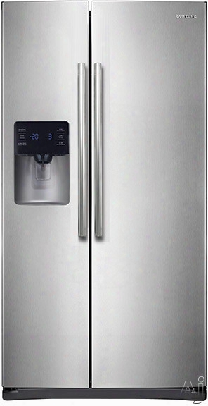 Samsung Rs25h5111sr 36 Inch Side By Side Refrigerator With 24.5 Cu. Ft. Capacity, 4 Spillproof Glass Shelves, Gallon Door Storage, Twin Cooling Plus System, External Ice And Water Dispenser, Energy Star, Led Lighting And Power Freeze And Cool Options: Sta