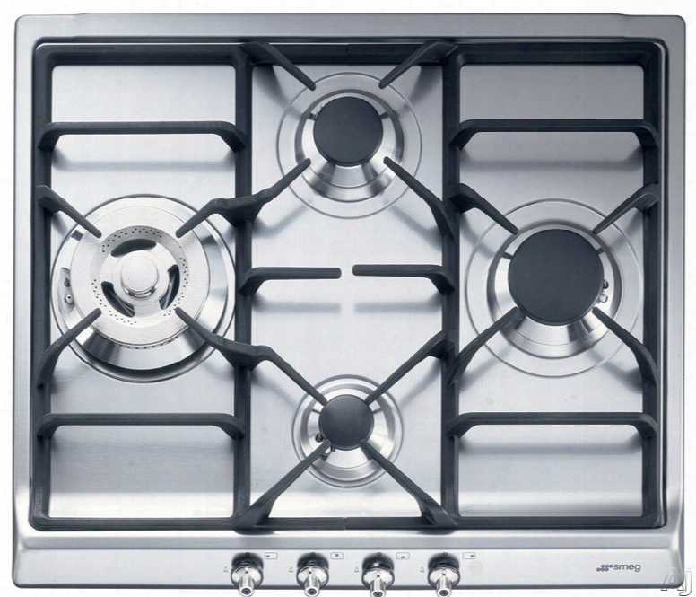 Smeg Classic Design Sr60ghu3 24 Inch Gas Cooktop With 4 Sealed Burners Including A Double Inset Super Burner, Automatic Electronic Ignition And Safety Valves