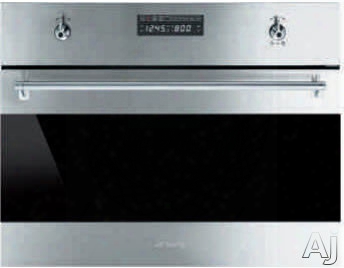 Smeg Classic Design Su45vcx1 24 Inch Electric Speed Oven With 2.8 Cu. Ft. Capacity, 10 Cooking Modes, Dual Steam And Convection Cooking Functionality, Digital Led Display And Ergonomic Control Knobs