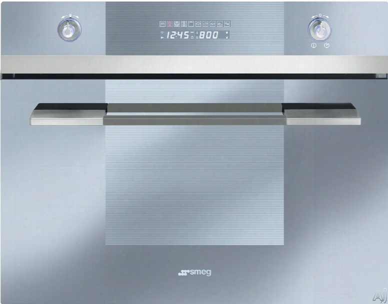 Smeg Linea Design Scu45vcs1 24 Inch Single Electric Wall Oven With 1.34 Cu. Ft. Capacity, Steam, 10 Cooking Modes, True European Convection, Pizza Cooking Function, Digital Led Display And Fingerprint-proof Stainless Harden Finish