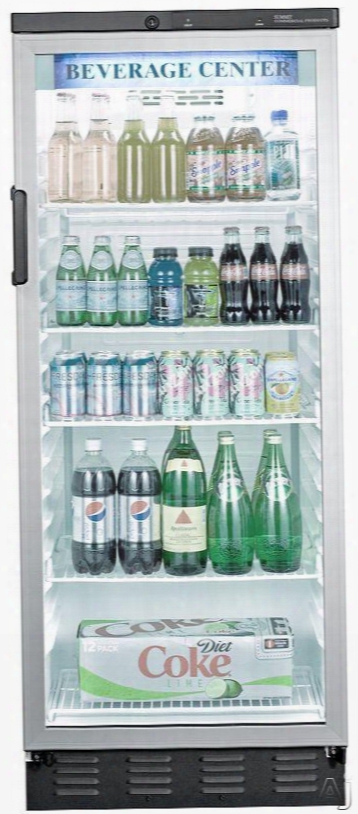 Summit Commercial Series Scr1150css 11.0 Cu. Ft. Beverage Merchandiser With Adjustable Wire Shelves, Automatic Defrost, Fluorescent Lighting, Keyed Lock, Digital Thermostat And Thin-line Design: Stainless Steel Cabinet