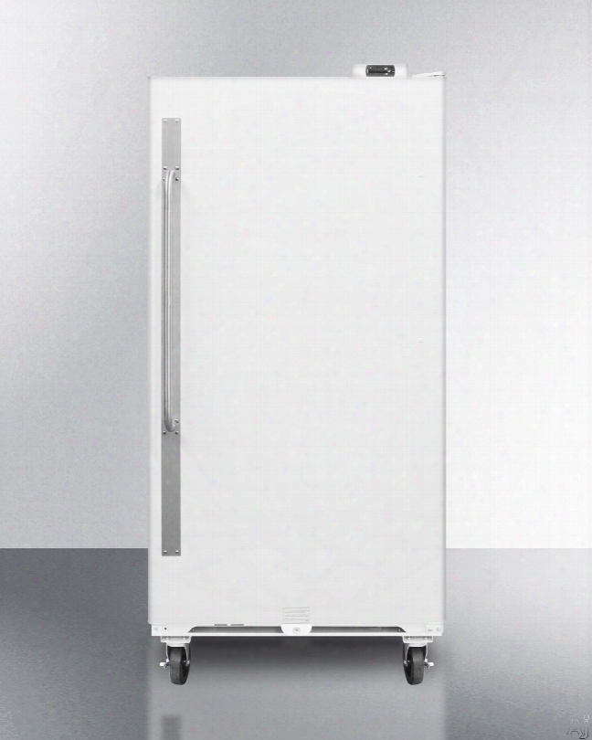 Summit Commercial Series Scur18 34 Inch All-refrigerator With Fan-forced Cooling, Casters, Adjustable Shelves, 16.7 Cu. Ft. Capacity, Door Storage, Basket, Interior Light, Factory Installed Lock, Digital Thermostat, Frost-free, Cfc Free And Commercial Use