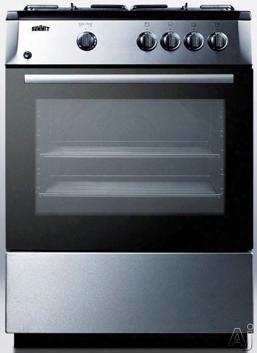 Summit Pro24g 24 Inch Freestanding Gas Range With 2.5 Cu. Ft. Capacity, 4 Sealed Sabaf Burners, Continuous Grates, Waist-high Broiler, Slide-ou Oven Racks, Storage Compartment And Manual Clean