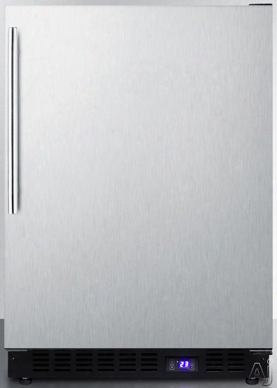 Summit Scff53bxcsshv 24 Inch Undercounter Freezer With Adjustable Chrome Shelves, Door/temperature Alarms, Temperature Memory Function, Recessed Led Light, Sabbath Mode And Commercially Approved: Stainless Steel Cabinet, Thin Handle