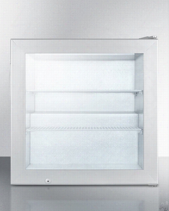 Summit Scfu386css 24 Inch Compact Display Freezer With Removable Shelves, Factory Installed Lock, Self-closing Door, Low Temperature Operation, Led Lighting, Commercially Approved, Stainless Steel Cabinet, Glass Door, Adjustable Thermostat And Cfc  Free