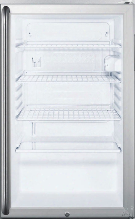 Summit Scr450lbi7sh 20 Inch Commercial Compact Refrigerator With Glass Door, Adjustable Wire Shelves, Door Lock, Automatic Defrost, Interior Lighting And Ial Thermostat: Long Towel Bar Handle